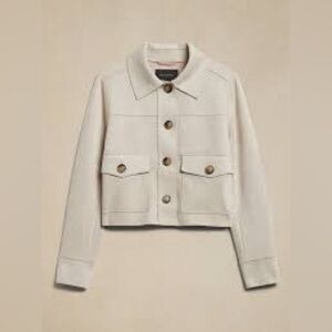 Banana Republic Vegan Suede Cropped Jacket size XL NWT Color Selenite/cream